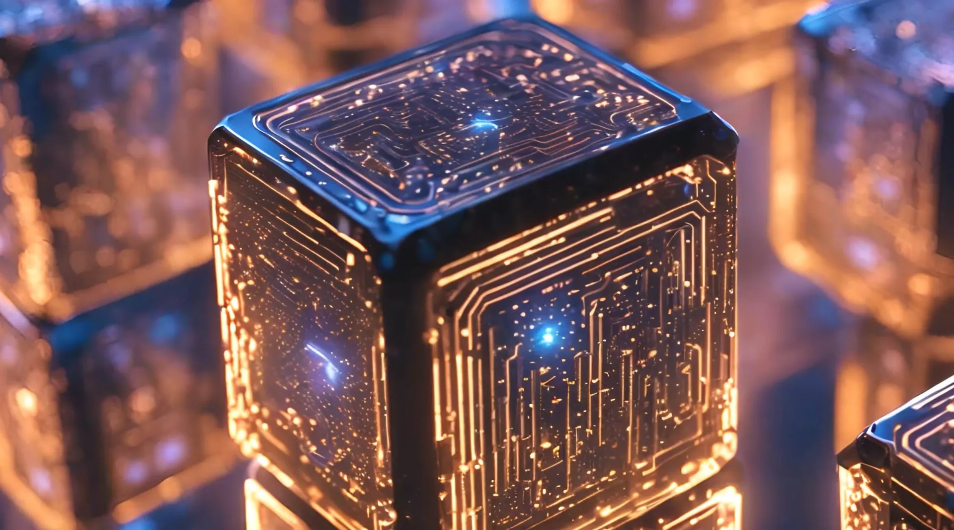Neon Networks Sci-Fi Cube Stock Video